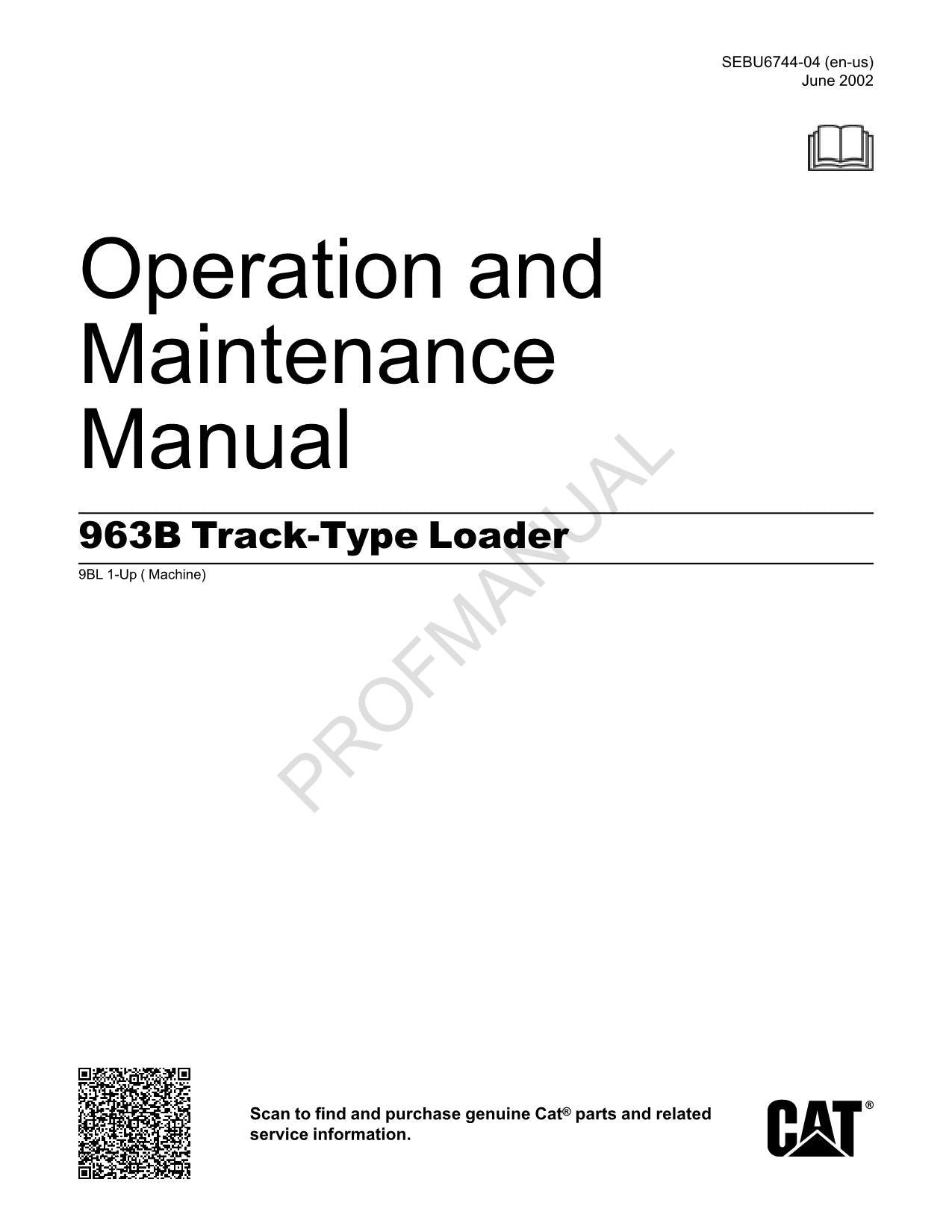 Manual de mantenimiento del operador del cargador de cadenas Caterpillar 963B