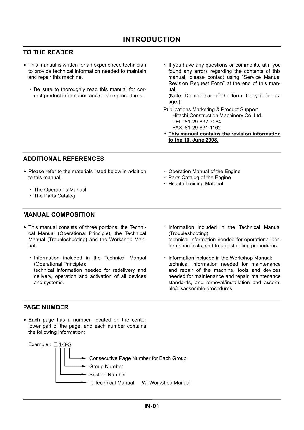 HITACHI ZX135US ZX135UR Excavator Operational Principle Technical Manual