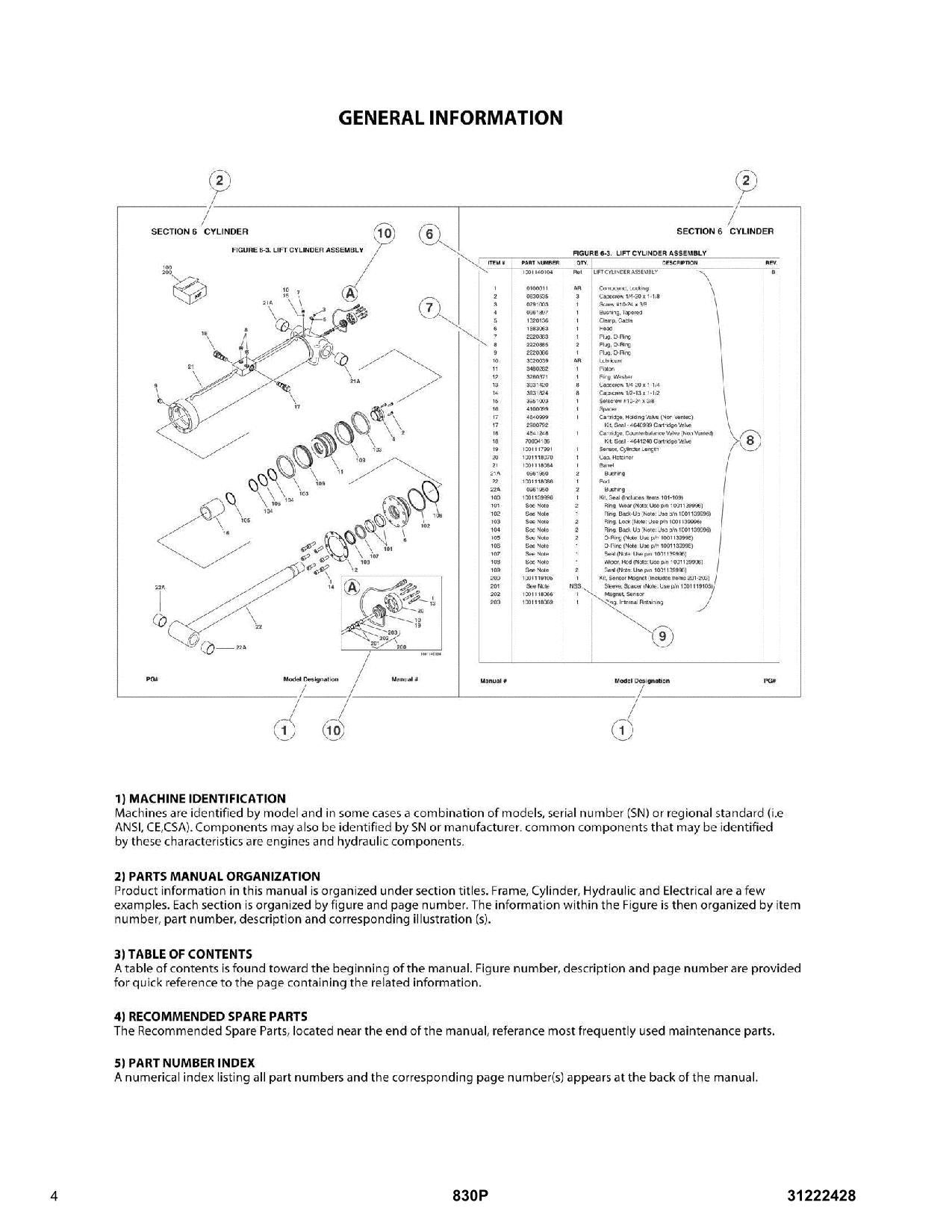 JLG 830P Vertical Mast Parts Catalog Manual Prior to P900020745