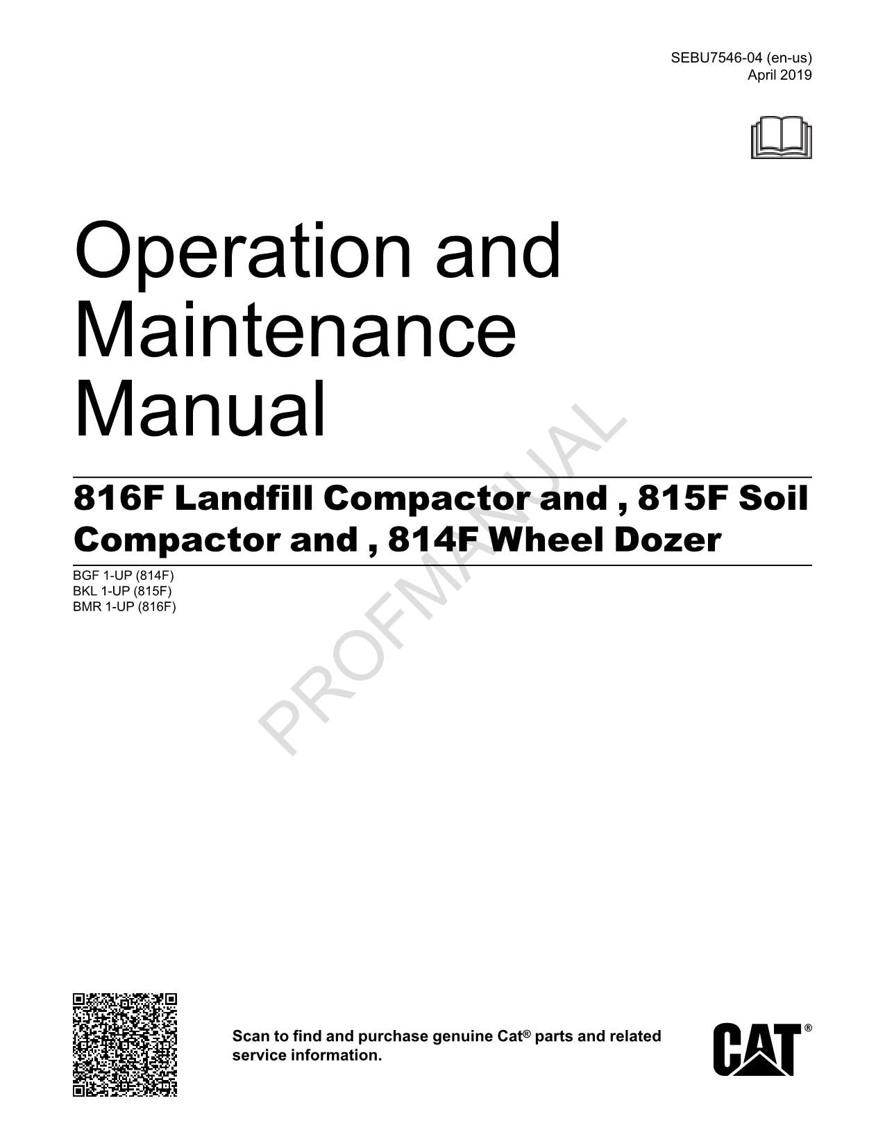Manual del operador de la compactadora de vertederos Caterpillar 816F, de tierra 815F y de la topadora de ruedas 814F