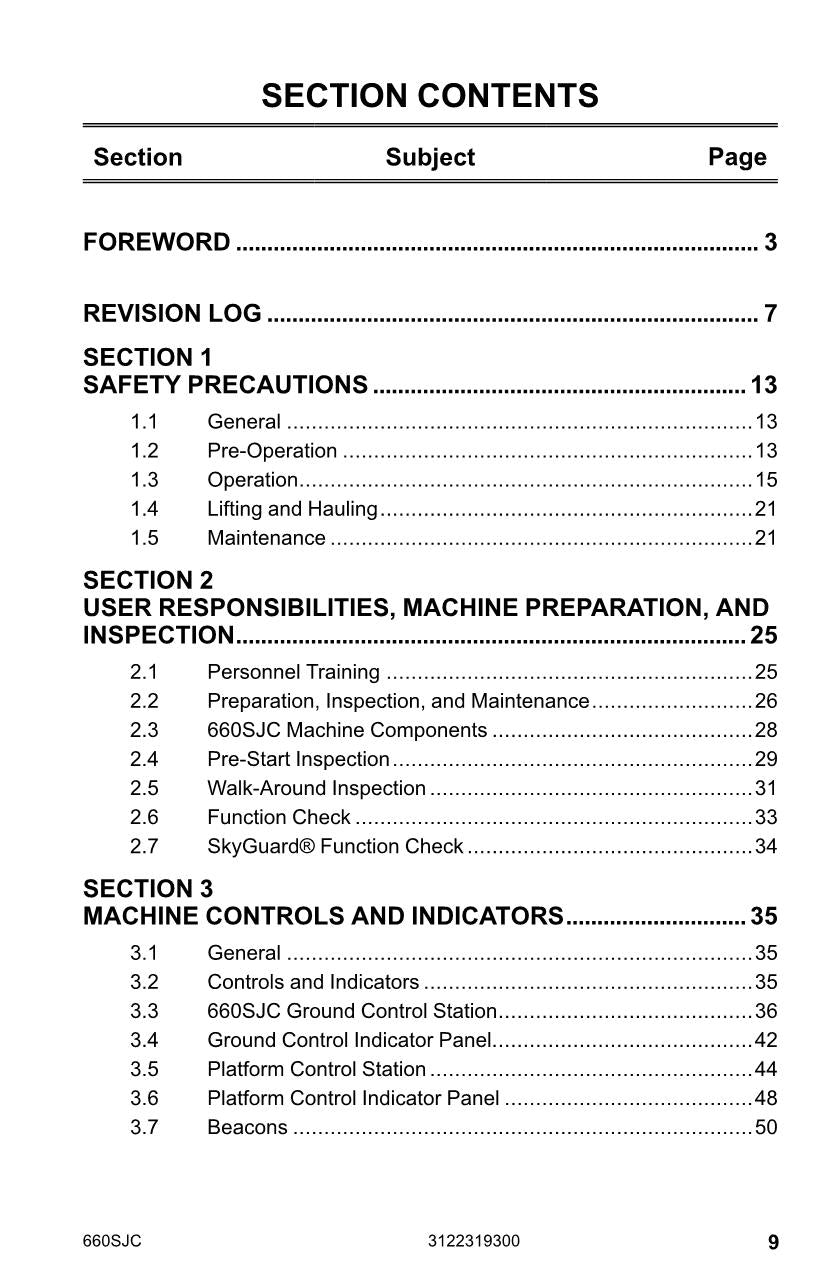 Manual del operador de mantenimiento y operación del elevador de pluma JLG 600SJC