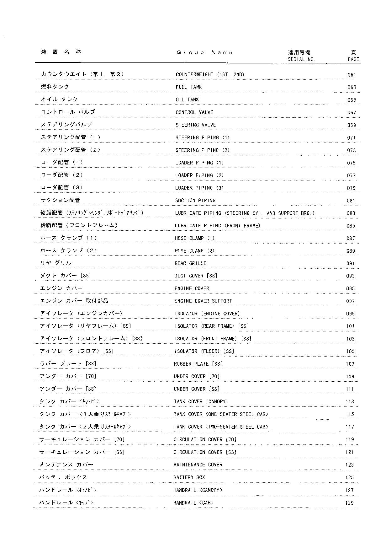 Hitachi LX70-5 Wheel Loader Parts Catalog Manual SN 005101-up