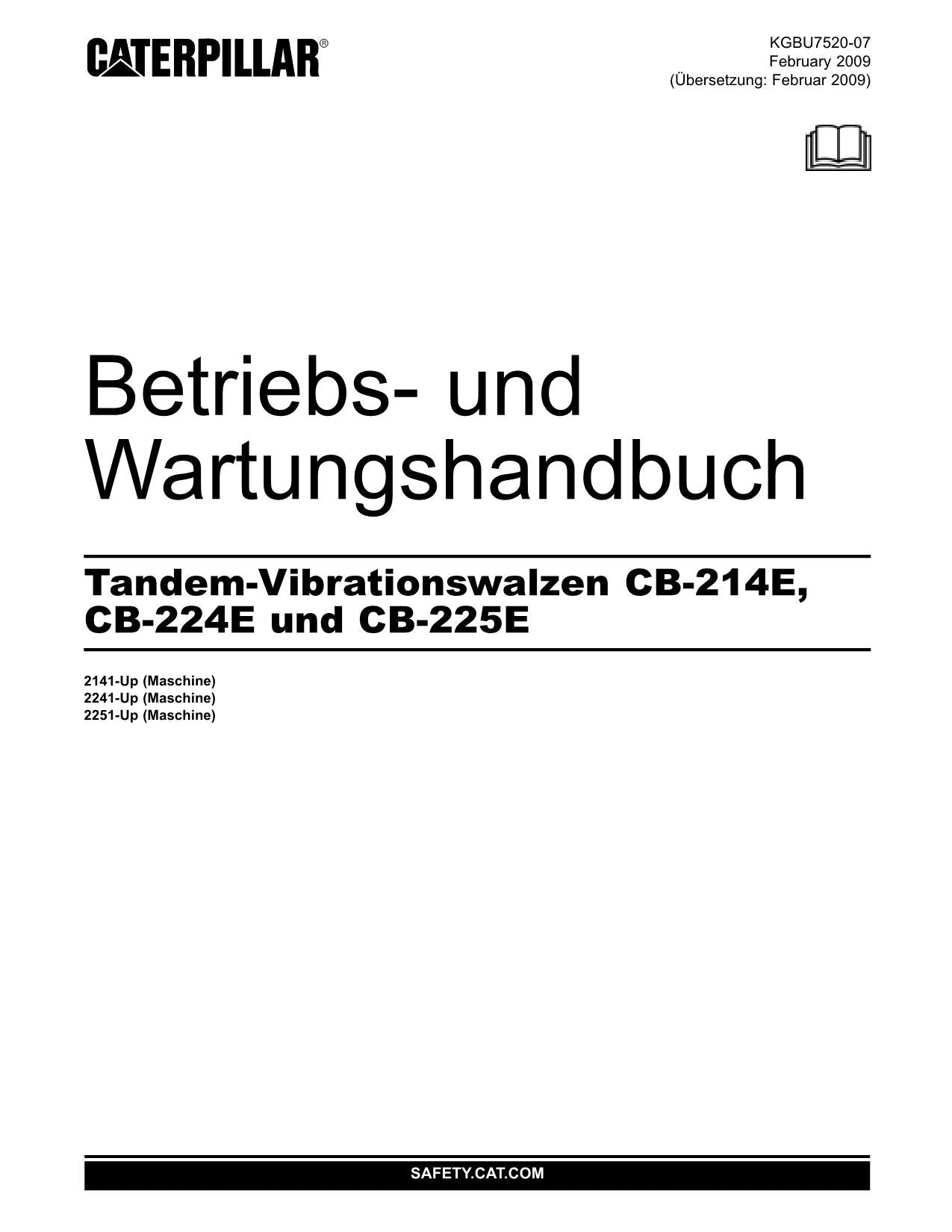 Caterpillar CB 214E CB 224E CB 225E Kompaktoren Betriebsanleitung