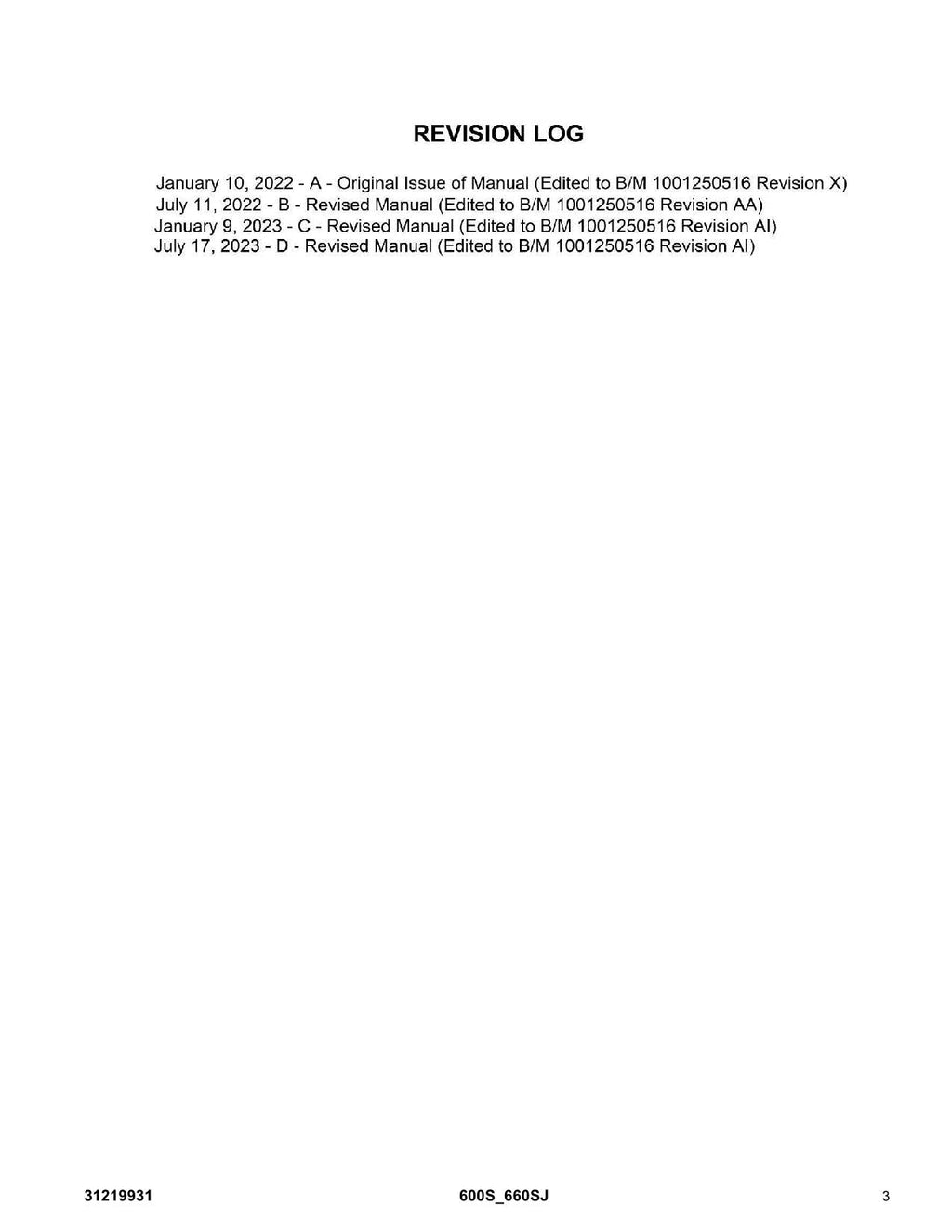 JLG 600S 660SJ Boom Lift Parts Catalog Manual 31219931
