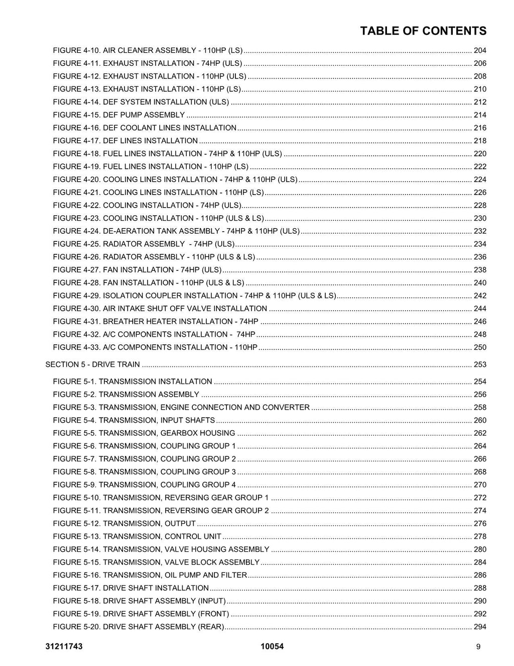 SKYTRAK  10054  Telehandler Parts Catalog Manual