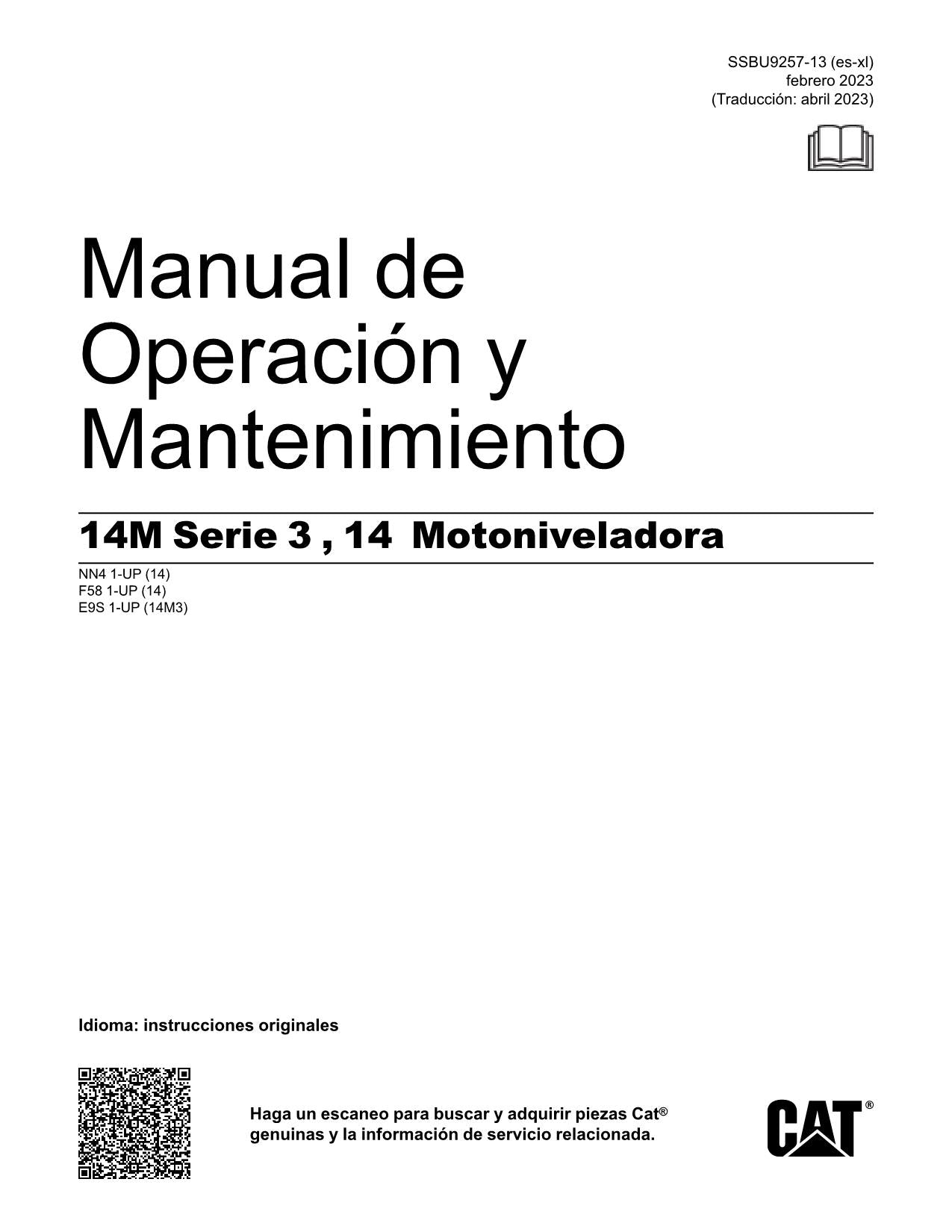 Caterpillar 14M Serie 3 14 Motoniveladora Manual de Operación y Mantenimiento