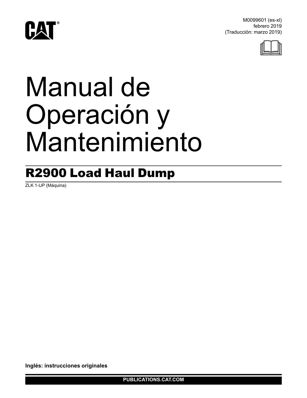 Caterpillar R2900 Maquinaria subterránea Manual de Operación y Mantenimiento