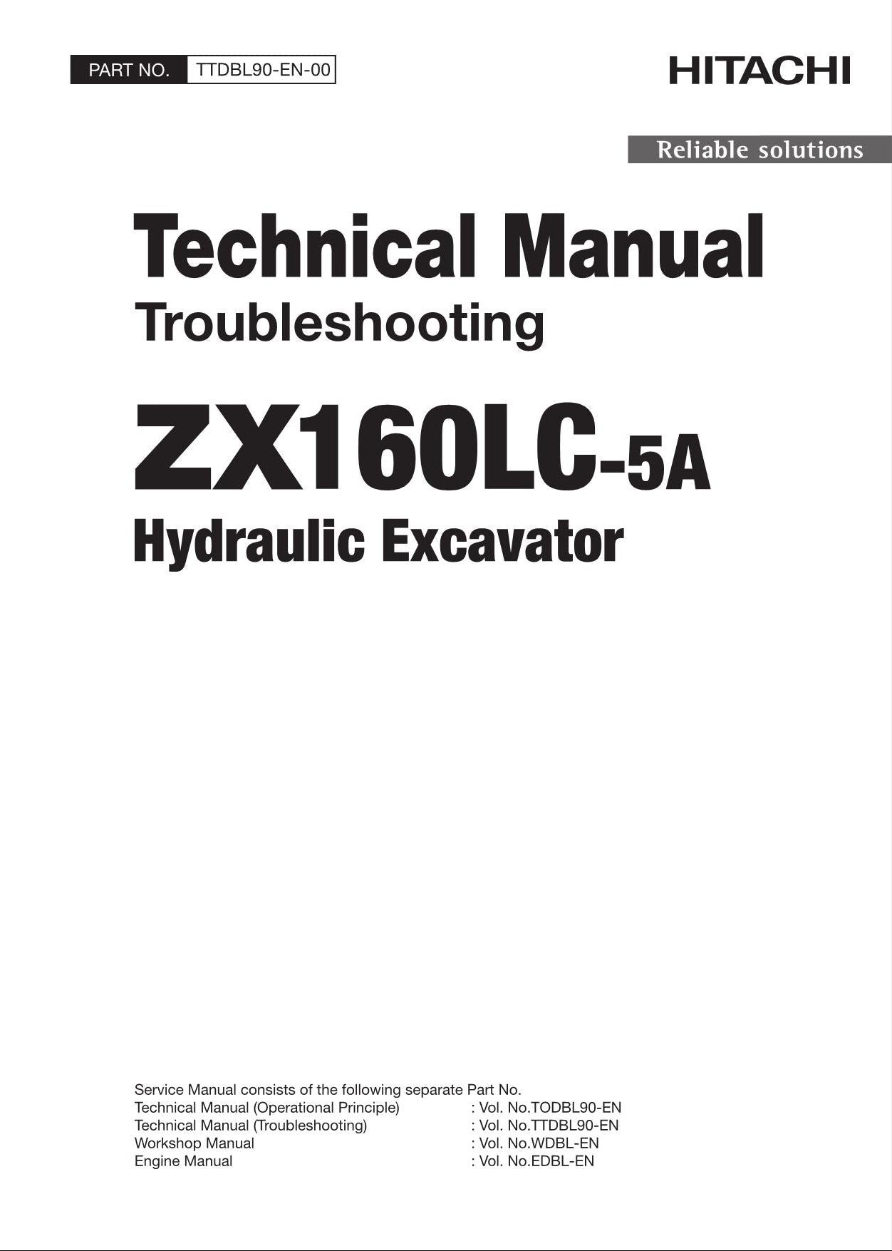 HITACHI ZX160LC-5A Excavator Troubleshooting +Schematic Technical Manual