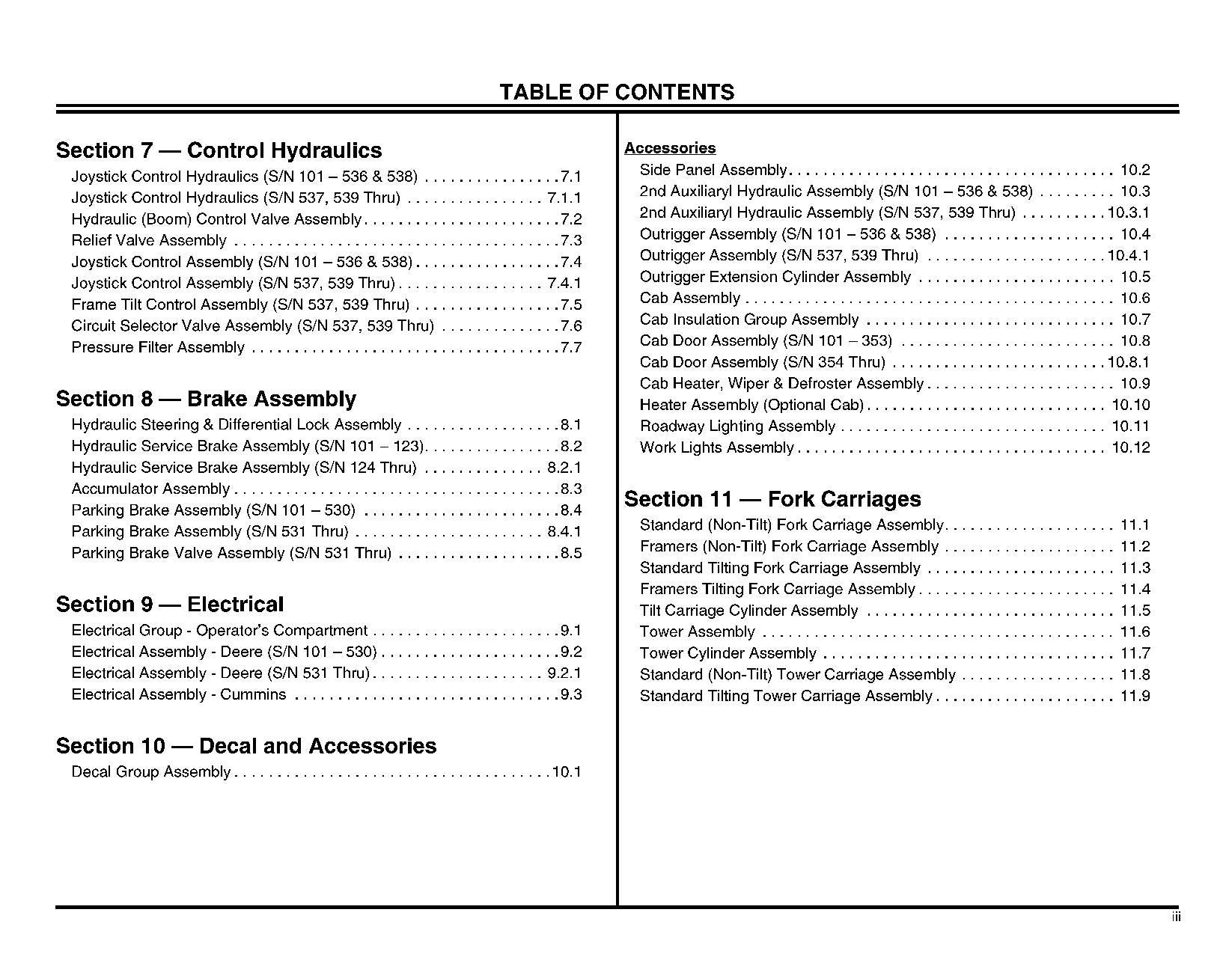 LULL 844B Telehandler Parts Catalog Manual