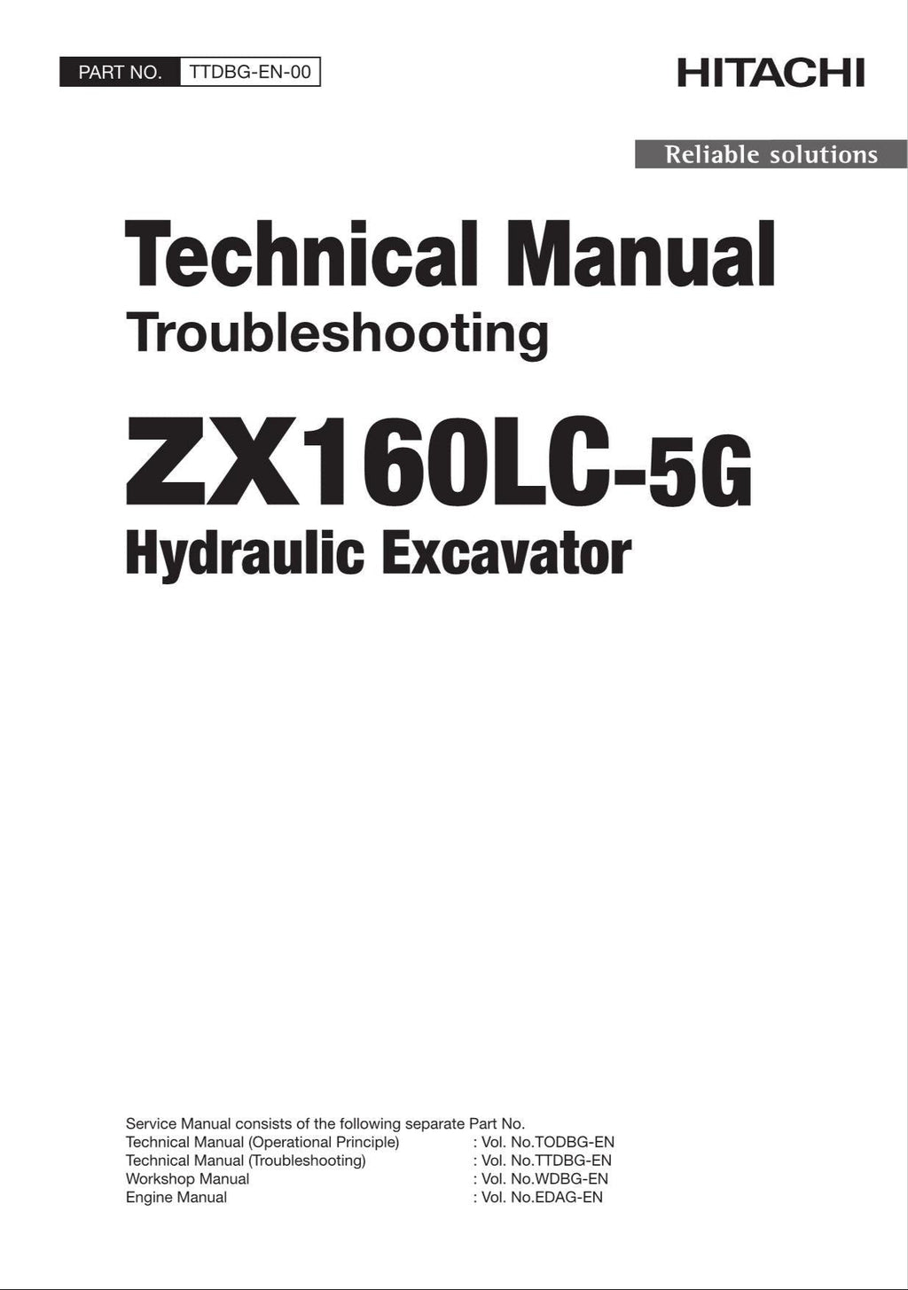 HITACHI ZX160LC-5G Excavator Troubleshooting +Schematic Technical Manual