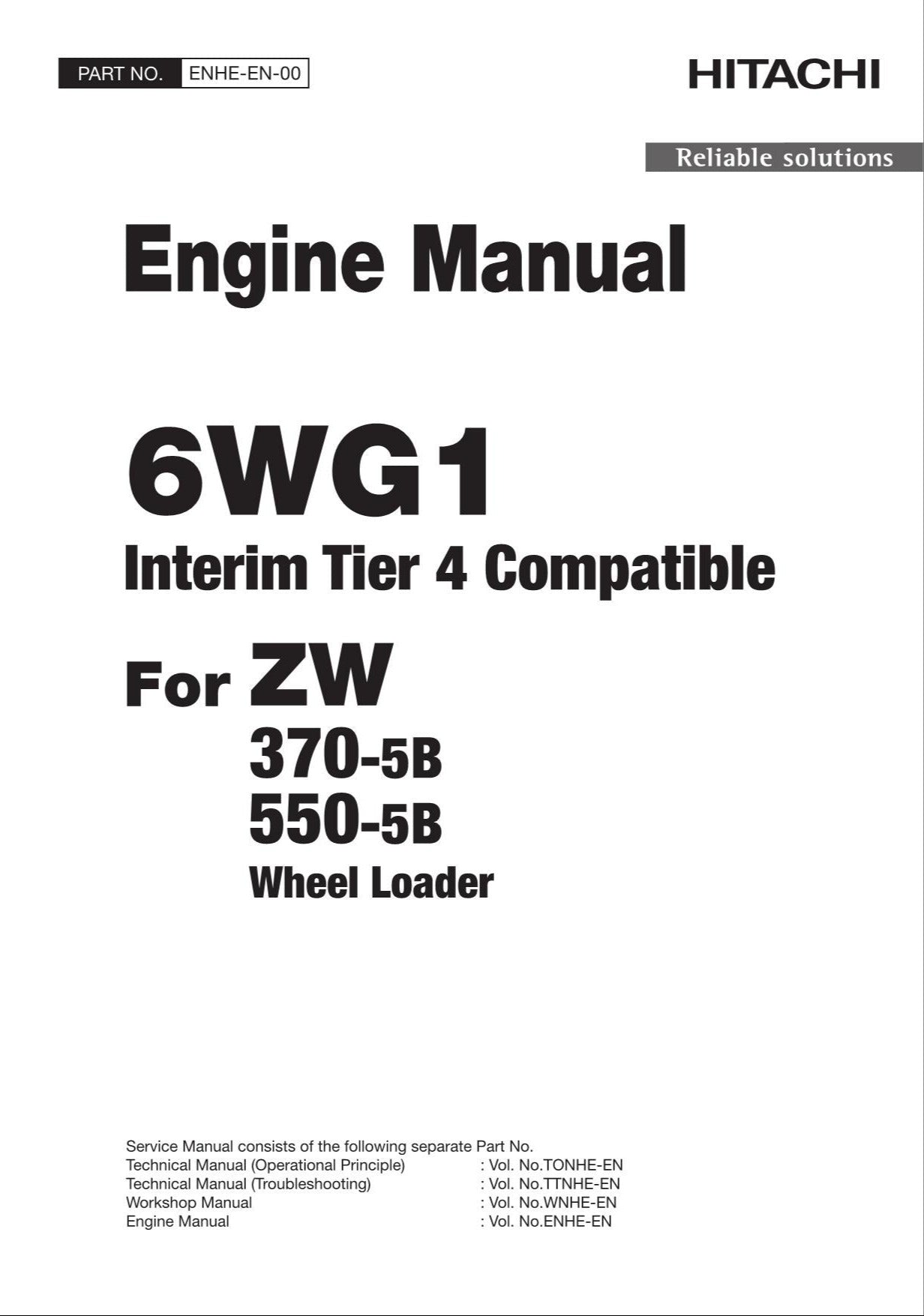 Hitachi 6WG1 Interim Tier 4 Compatible Wheel Loader Engine Manual