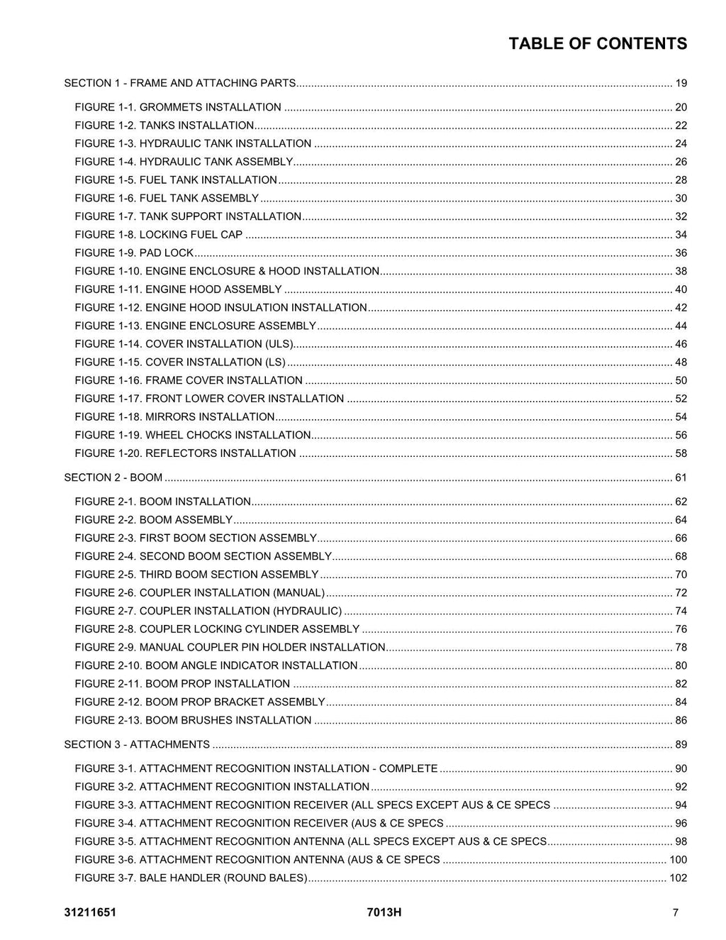 JLG 7013H  Telehandler Parts Catalog Manual