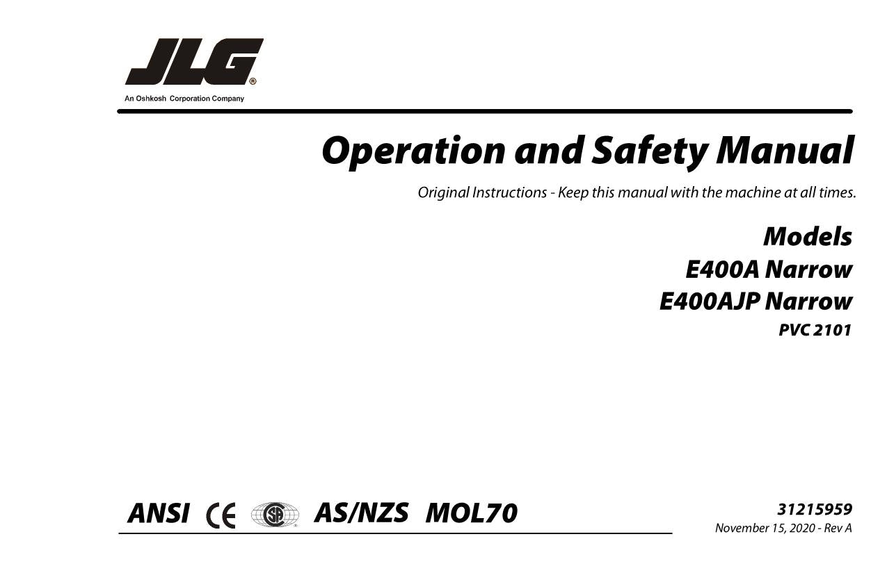 Manual del operador del elevador de pluma estrecha JLG E400AJP E400A 31215959