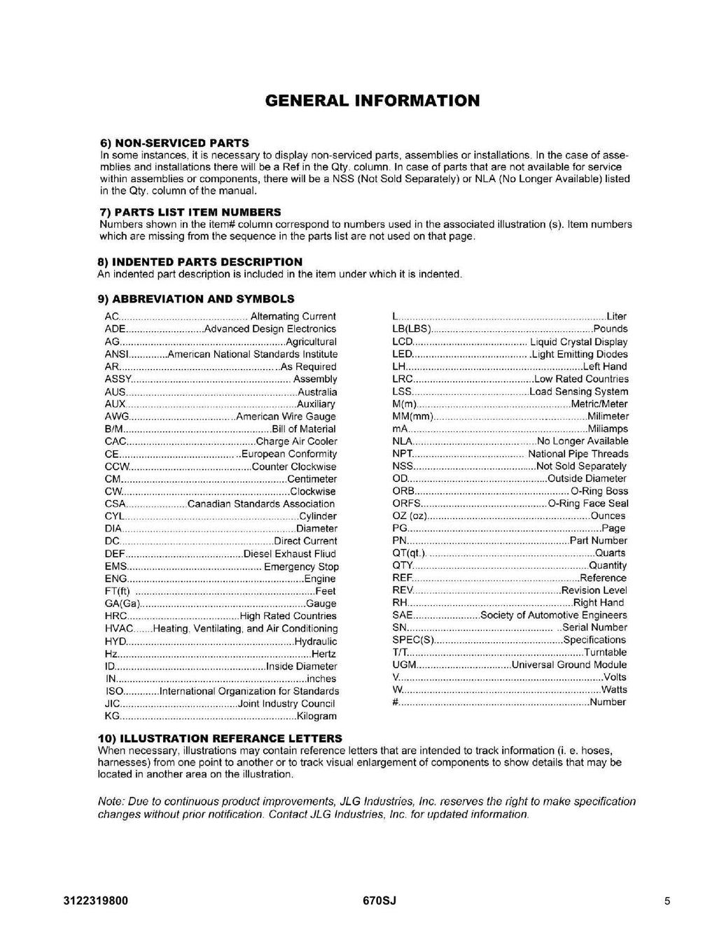 Manual del catálogo de piezas del elevador de pluma JLG 670SJ SL