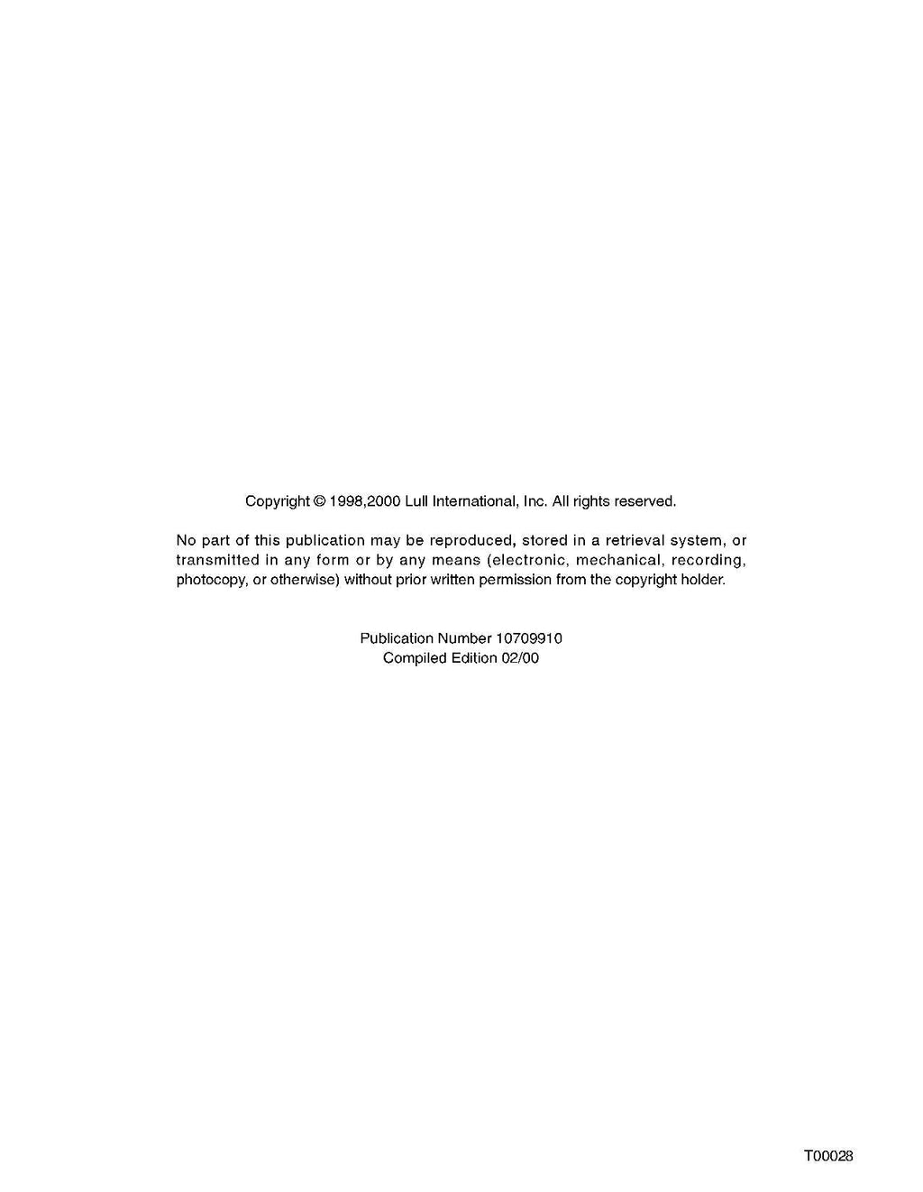 JLG LULL 844 Telehandler Parts Catalog Manual