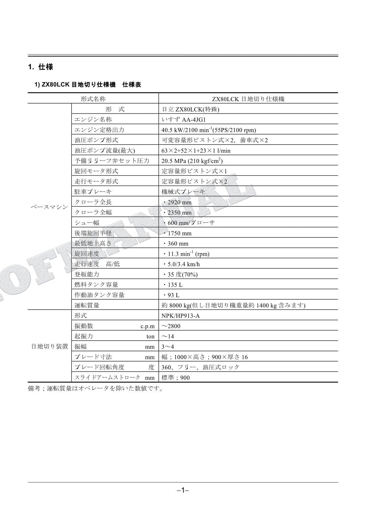 HITACHI ZAXIS ZX80LCK Excavator Joint Cutter Excavator Parts Catalog Manual
