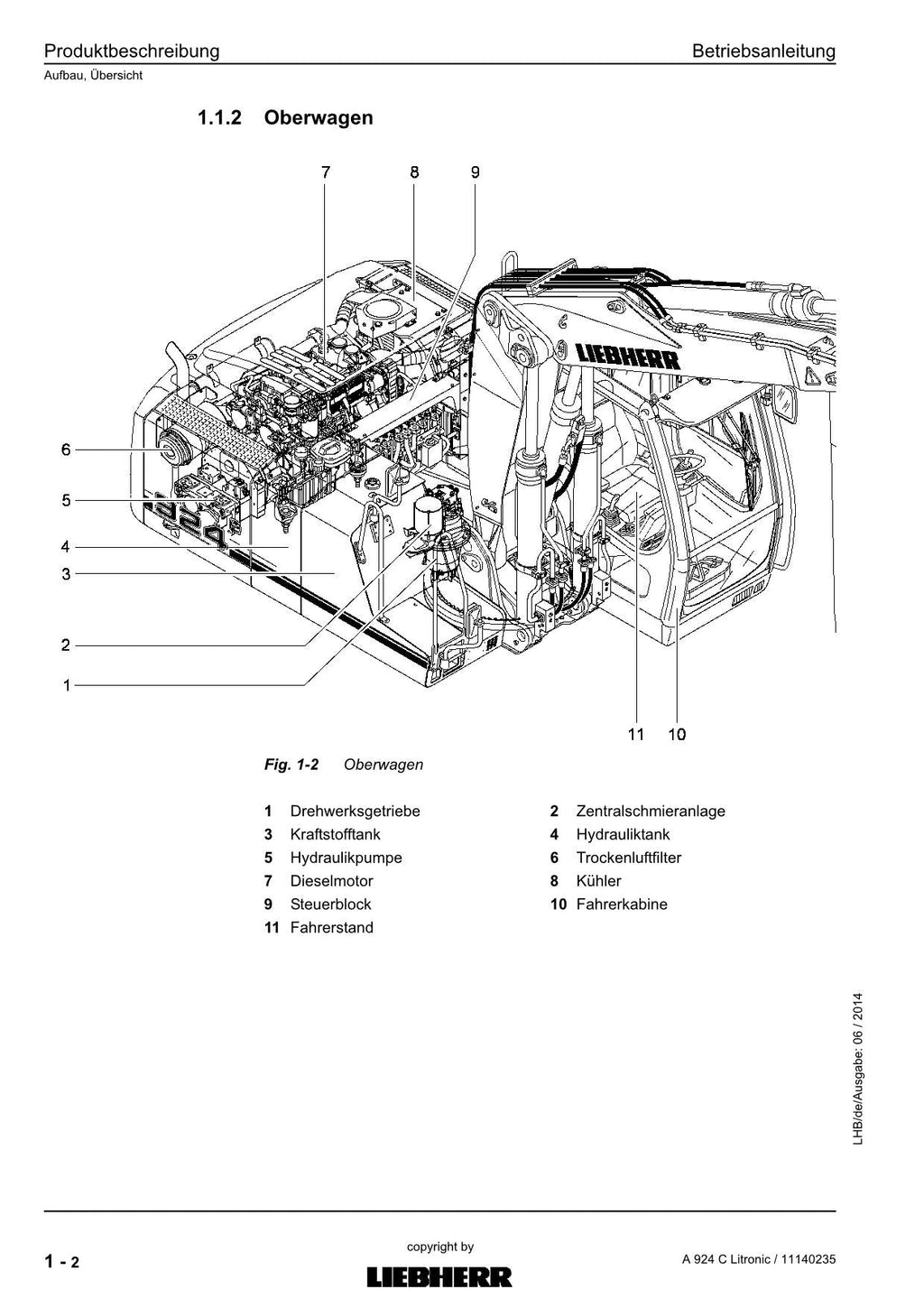 Liebherr A924 C Litronic Hydraulikbagger Betriebsanleitung