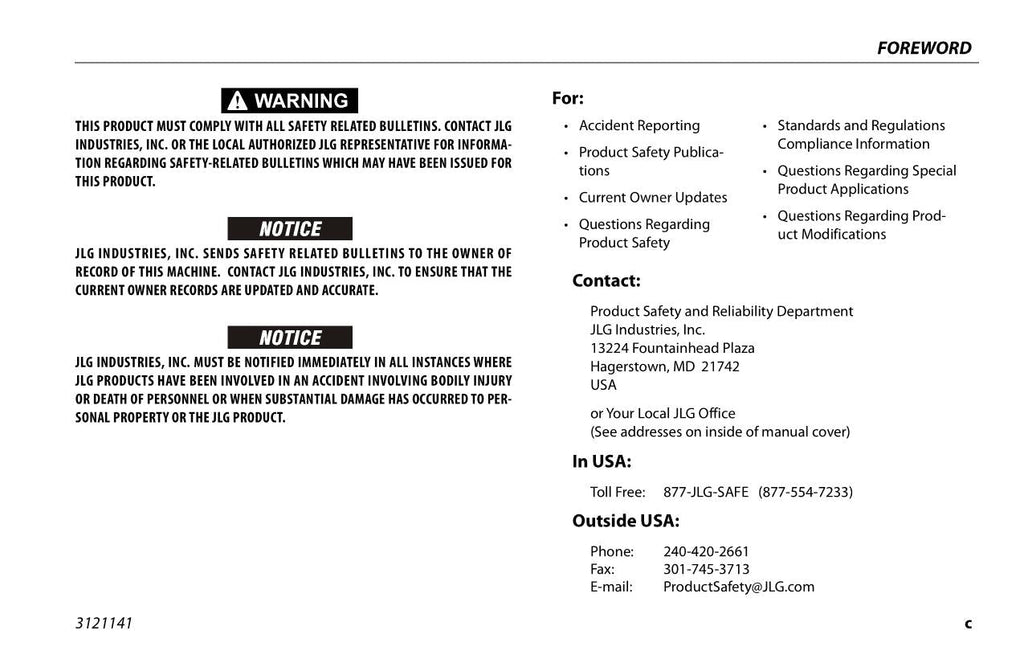 JLG 1200SJP 1350SJP Boom Lift Maintenance Operation Operators Manual 3121141
