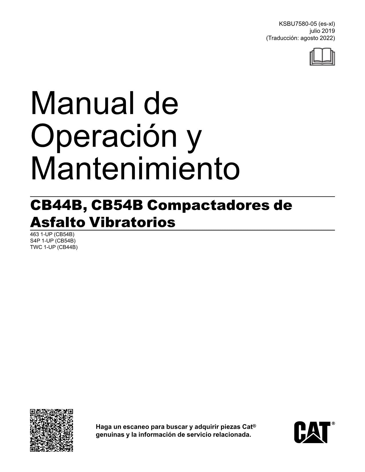 Caterpillar CB44B CB54B Compactadora Manual de Operación y Mantenimiento Español
