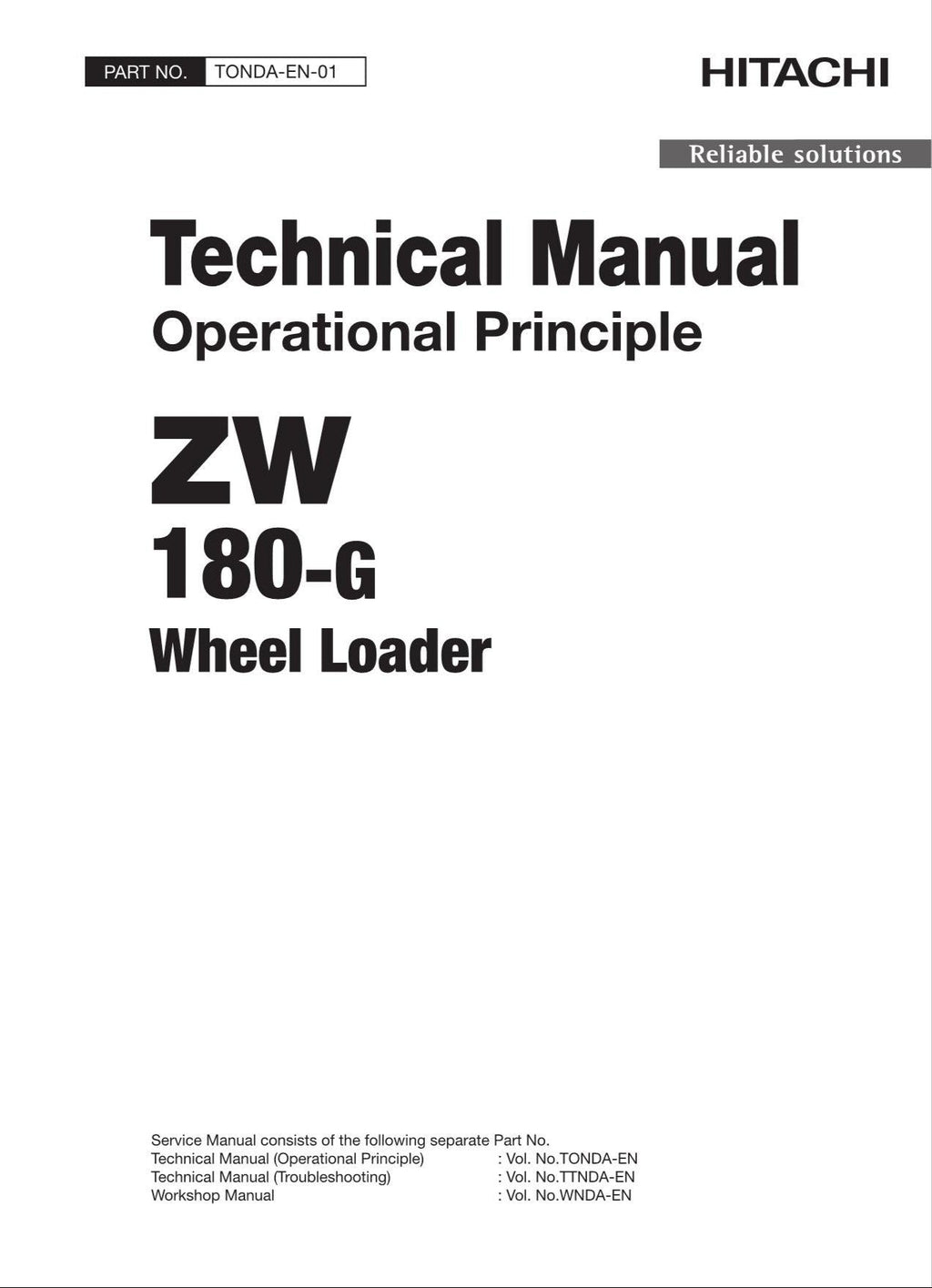 Hitachi ZW180-G Wheel Loader Technical Manual Operational Principle