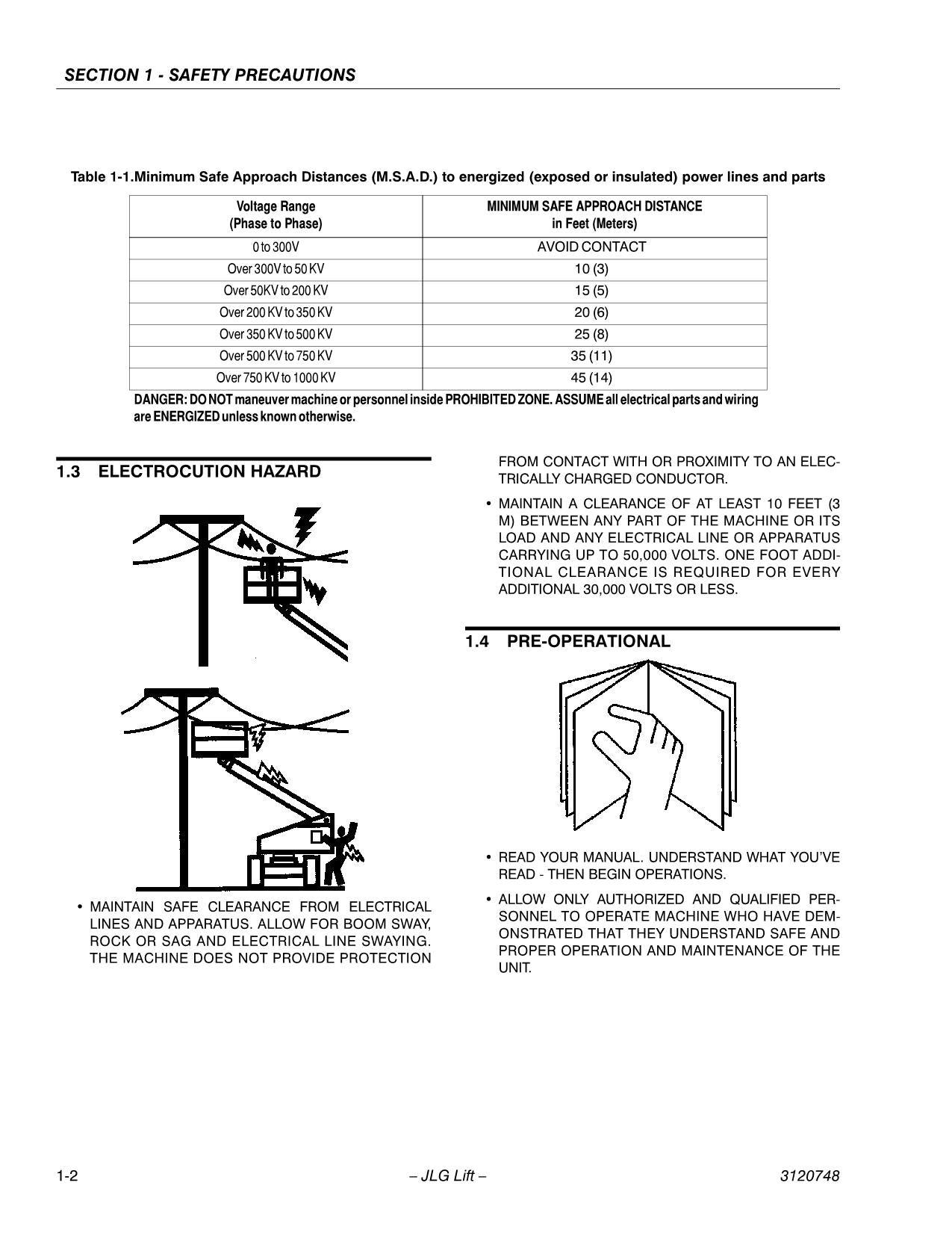 Manual del operador de mantenimiento y operación de la plataforma elevadora JLG 450A 450AJ 3120748