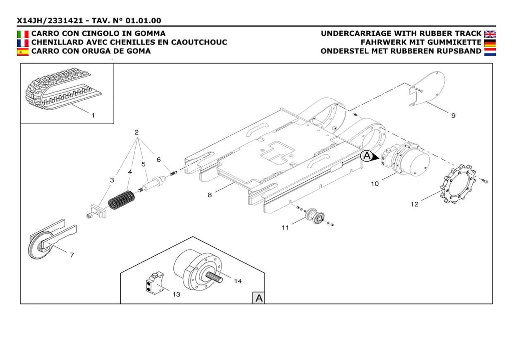 JLG X14JH Compact Crawler Boom Parts Catalog Manual Multi language