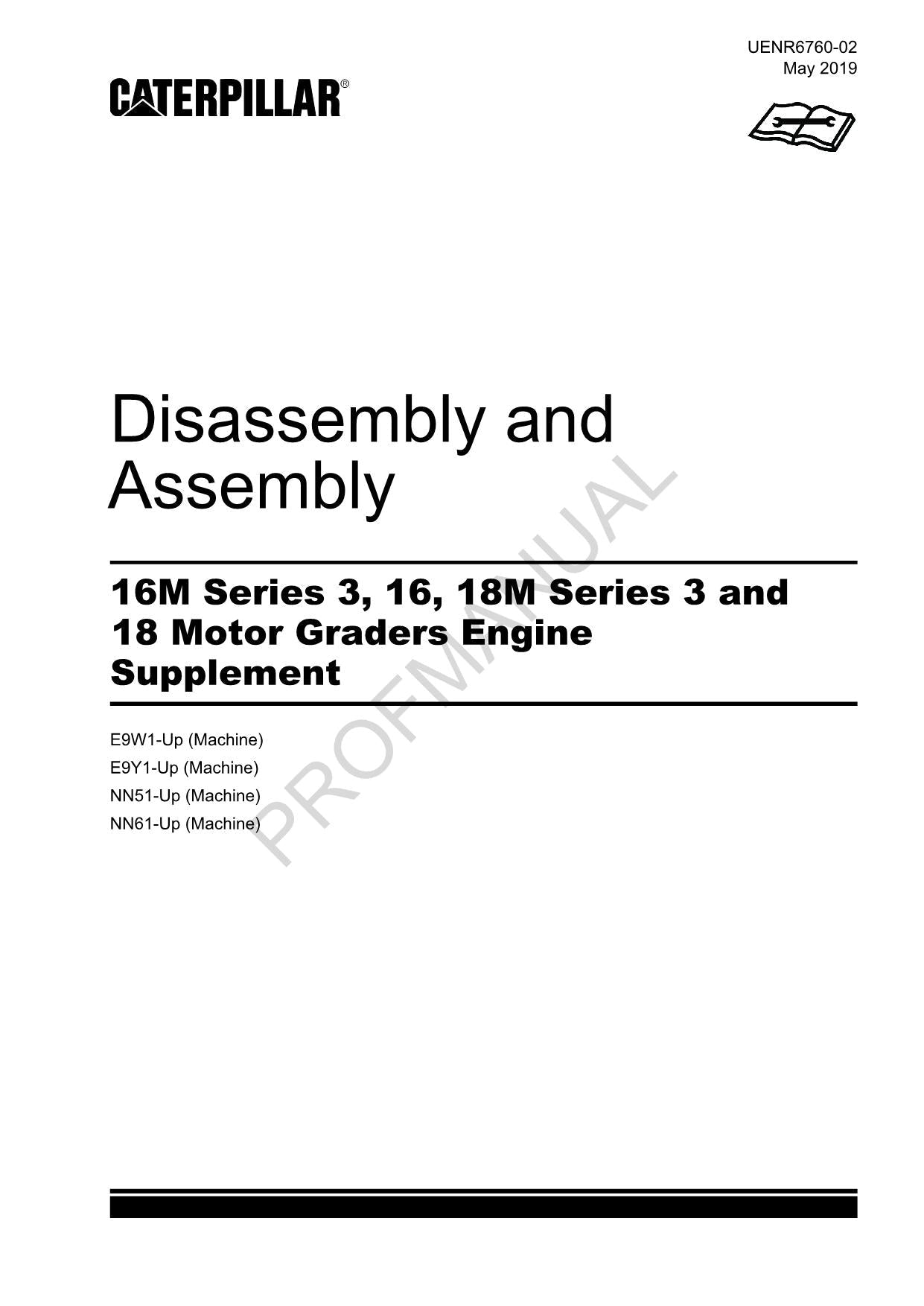 Manual de servicio de desmontaje y suministro del motor de la niveladora Caterpillar 16M Ser 3 16 UENR6760