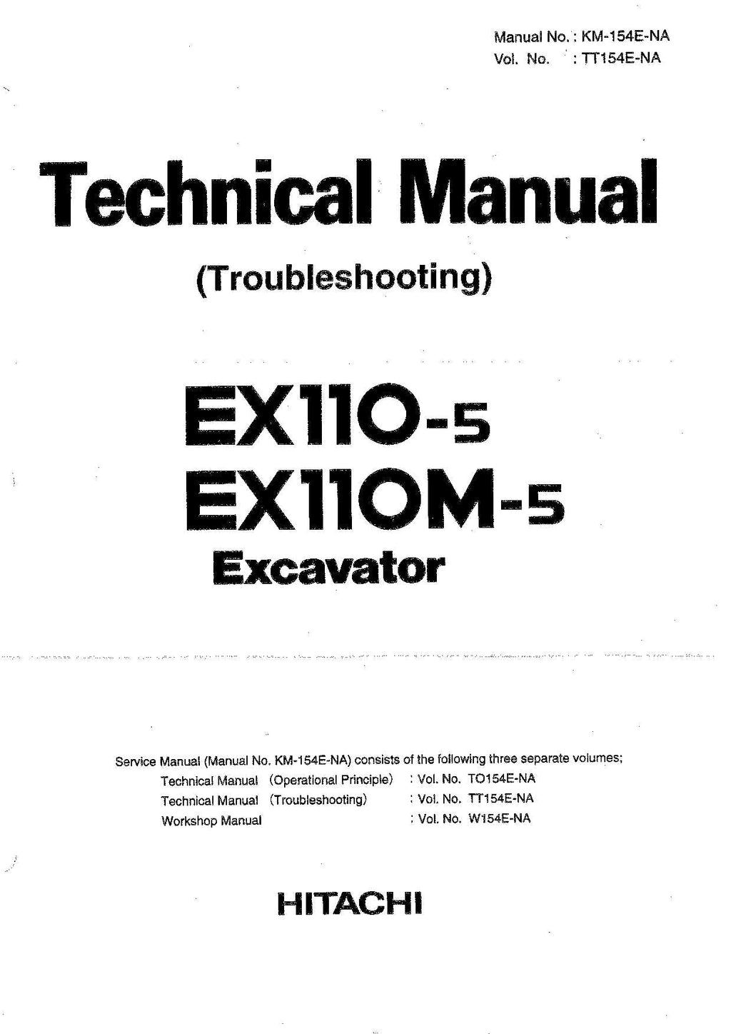 Manual técnico de resolución de problemas de la excavadora HITACHI EX110-5 EX110M-5