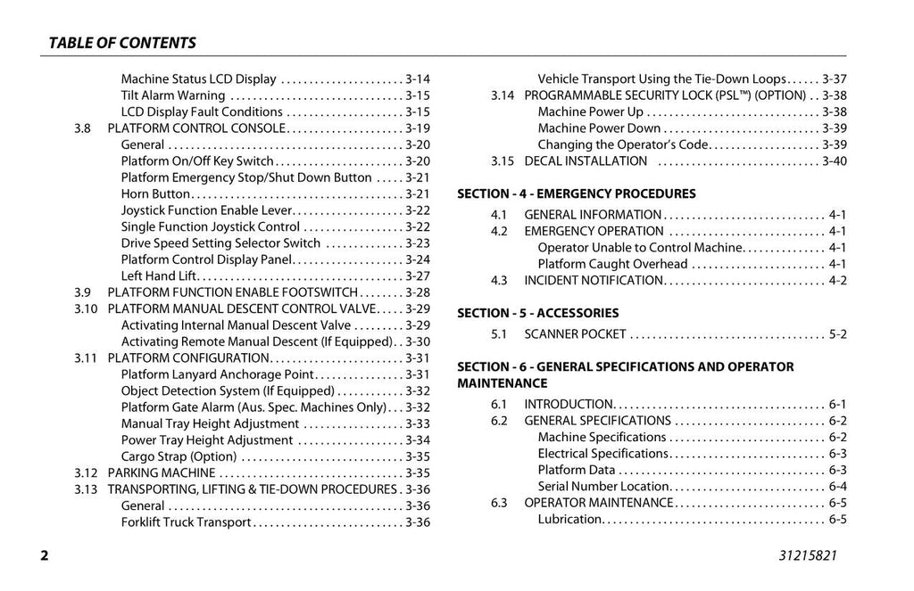 JLG 10MSP Boom Lift Maintenance Operation Operators Manual