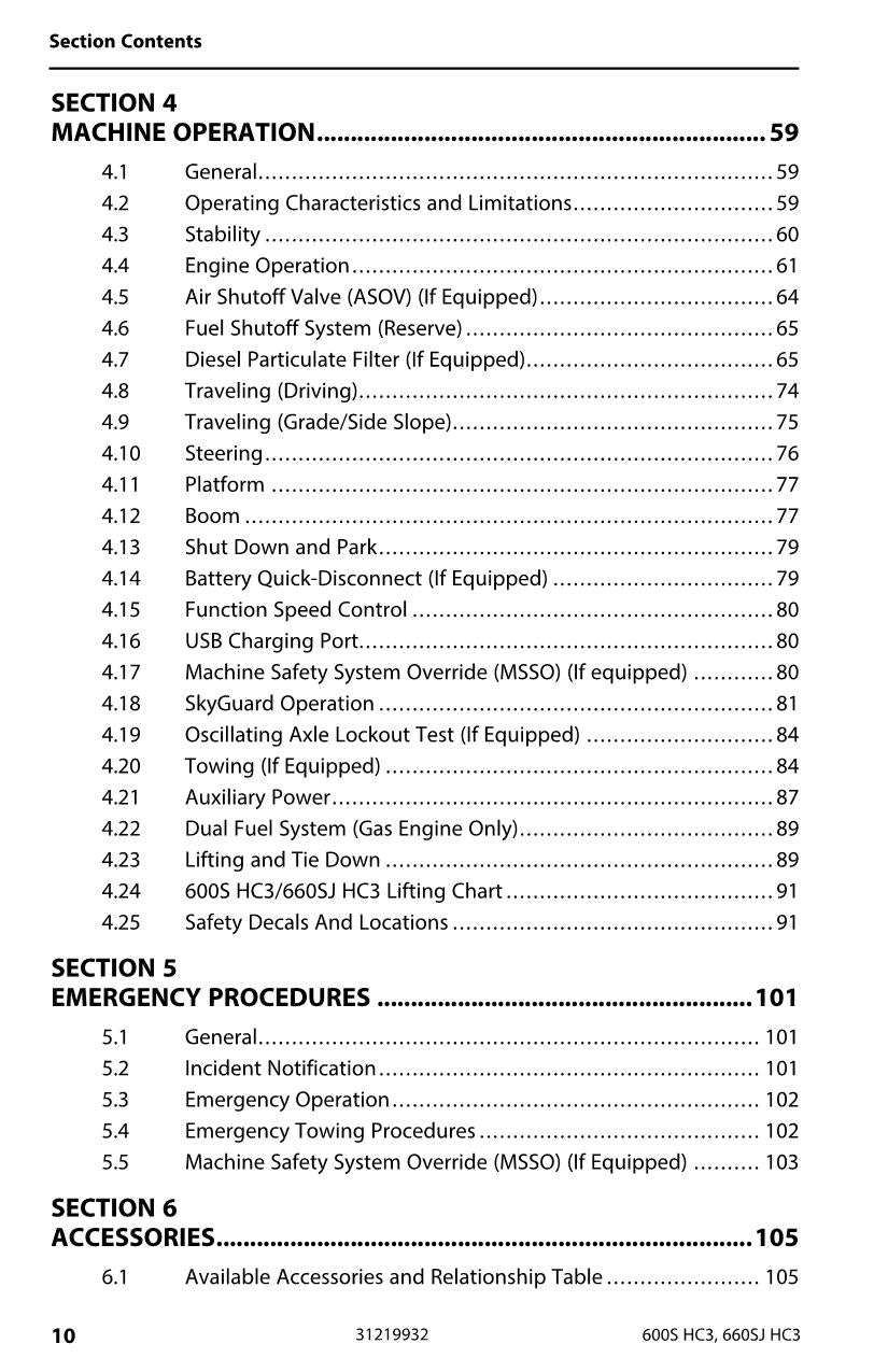 Manual del operador de mantenimiento y operación de plataformas elevadoras JLG 600S HC3 y 660SJ HC3 31219932