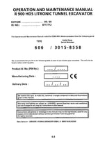 Liebherr R900 HDS Litronic Tunnel Excavator Operators manual serial 3015-8558