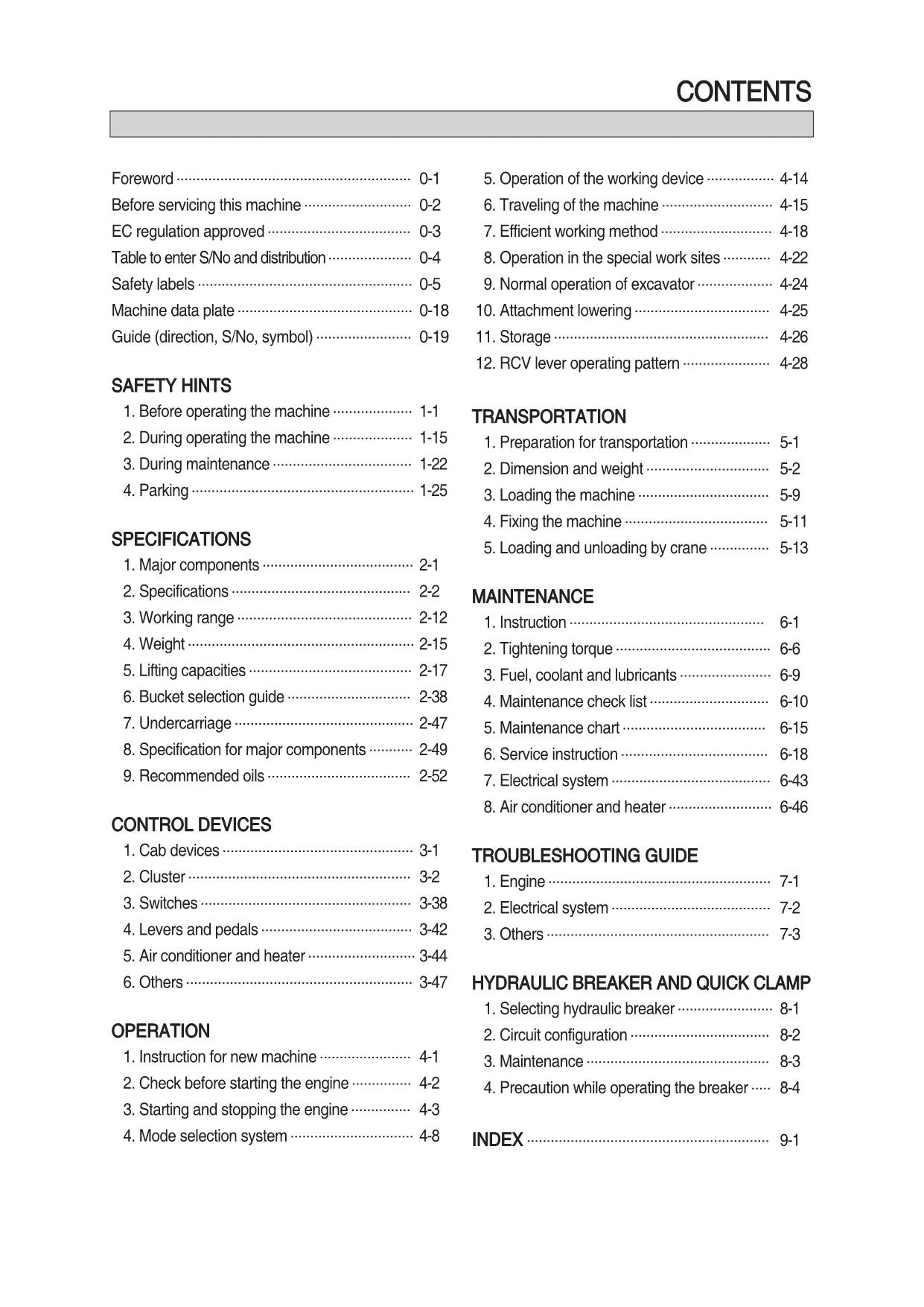 Hyundai HX210S+ HX220S+ CRAWLER EXCAVATOR Operators Maintenance Manual