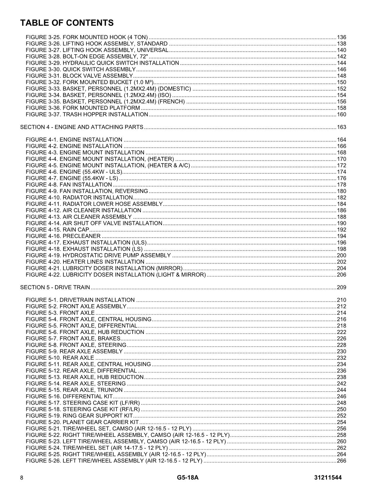 Manual del catálogo de piezas del manipulador telescópico JLG G5-18A 31211544