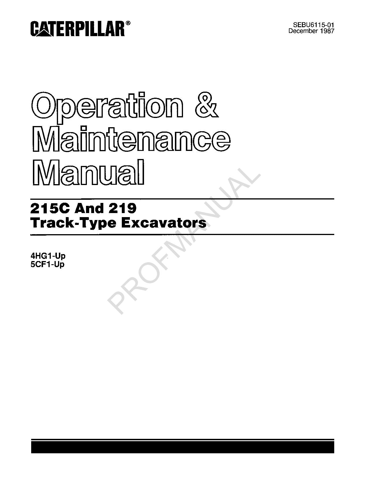 Manual de mantenimiento del operador de la excavadora de cadenas Caterpillar 215C 219