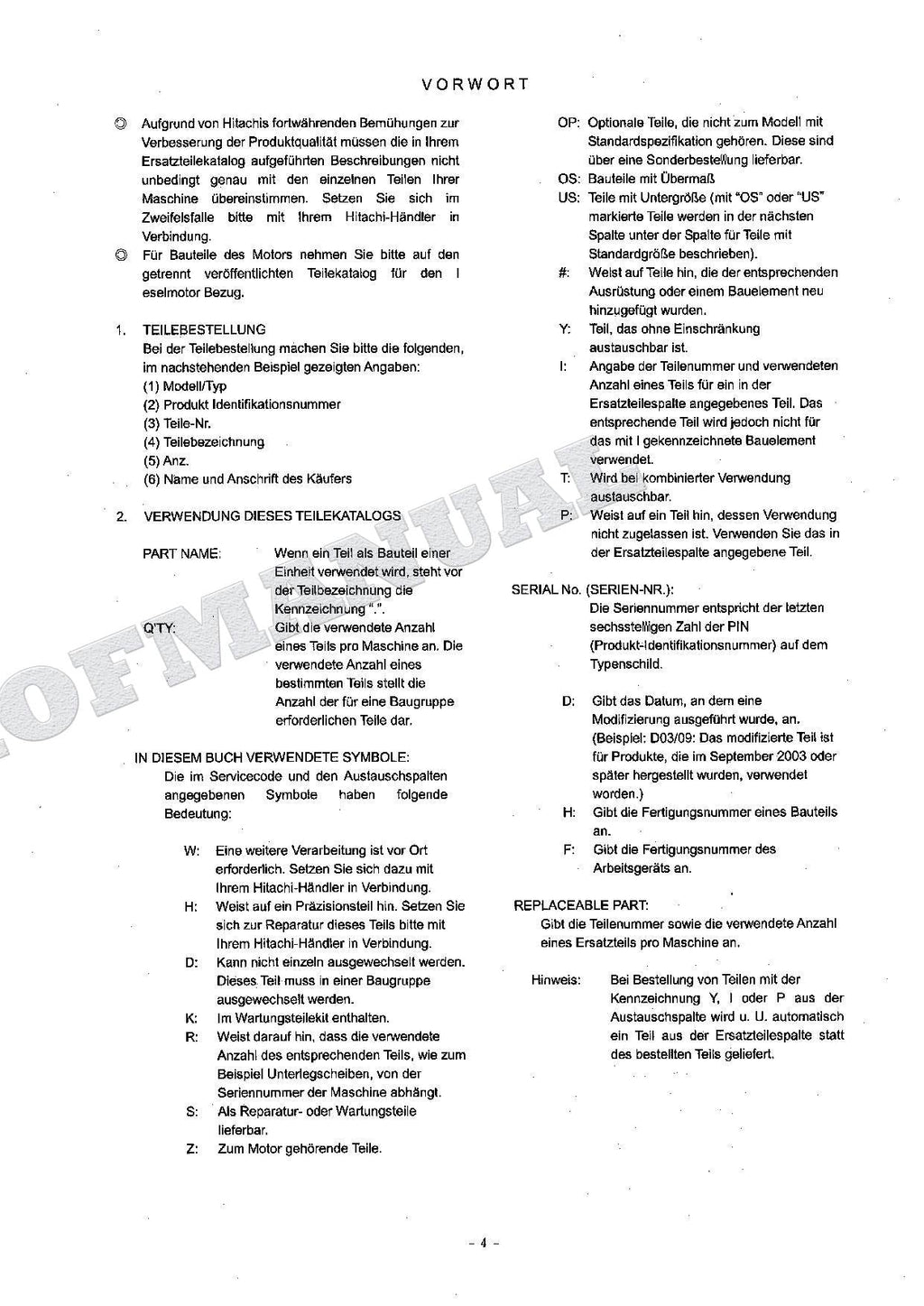 HITACHI ZAXIS ZX75US-A ZX85US Excavator Parts Catalog Manual