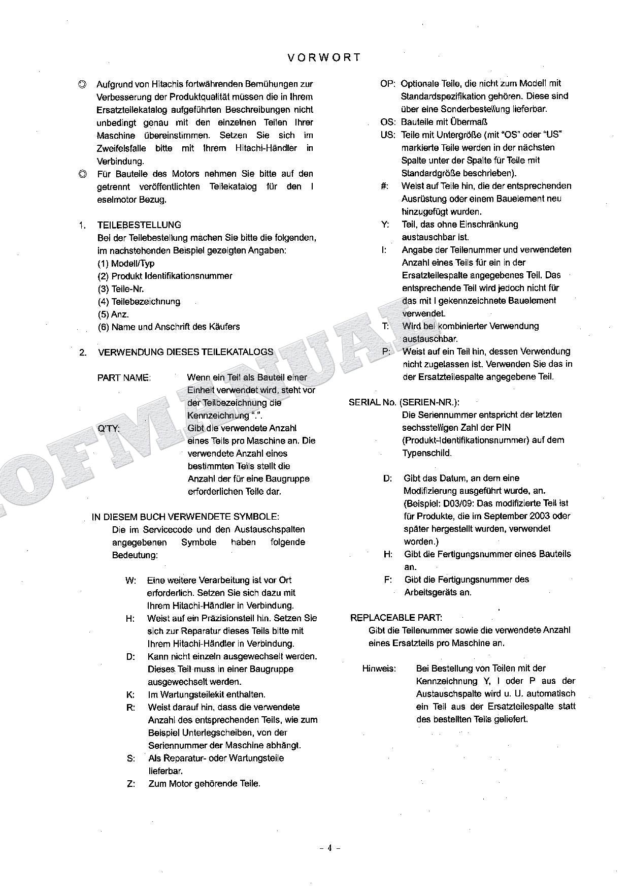 HITACHI ZAXIS ZX75US-A ZX85US Excavator Parts Catalog Manual