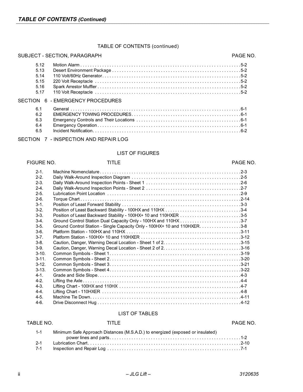 Manual del operador de mantenimiento de plataformas elevadoras JLG 100HX 100HX+10 110HX 3120635