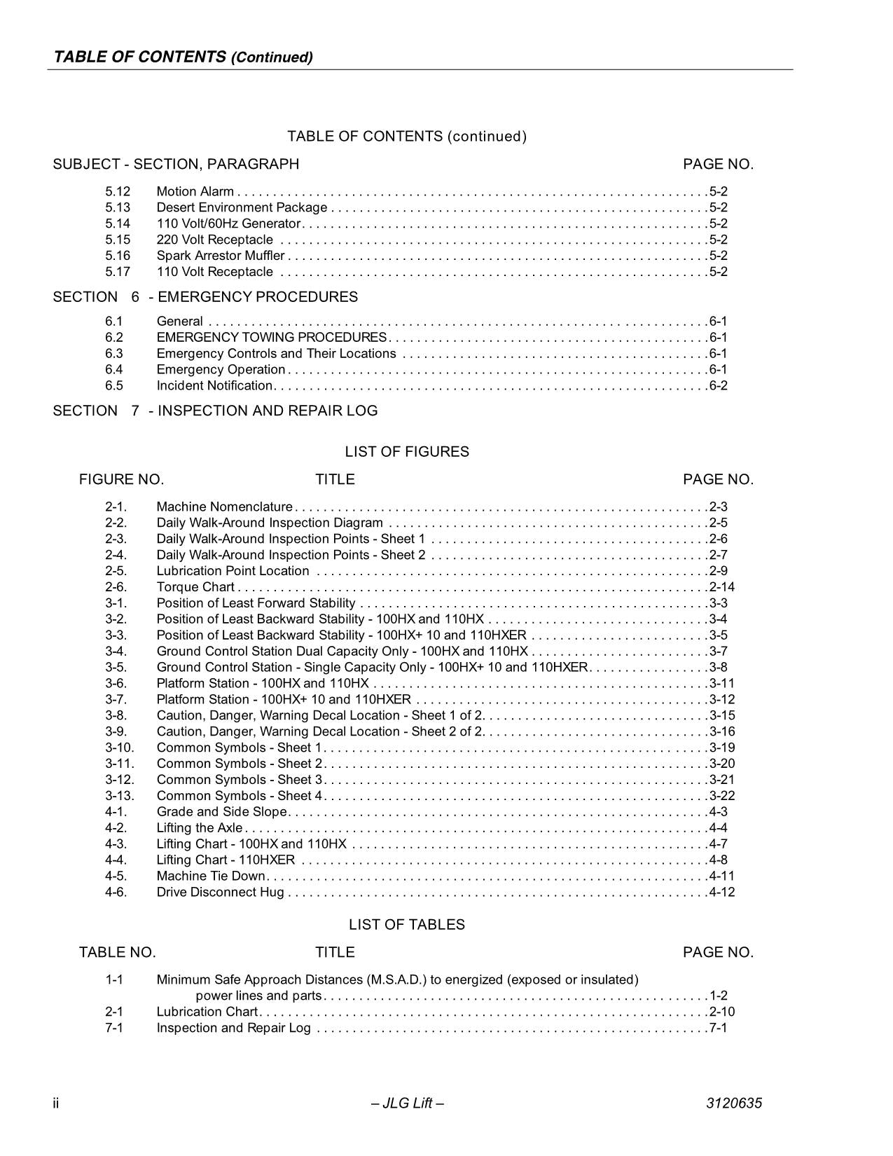 Manual del operador de mantenimiento de plataformas elevadoras JLG 100HX 100HX+10 110HX 3120635
