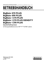 New Holland 870 890 1270 PLUS BigBaler 1270 1290 Betriebsanleitung