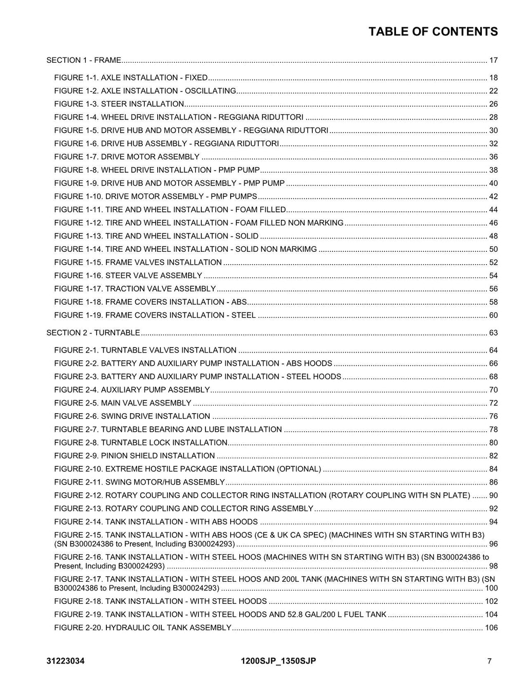 JLG 1200SJP 1350SJP Boom Lift Parts Catalog Manual 31223034