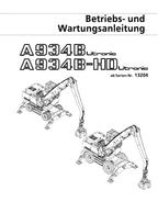 Liebherr A934 B A934 B-HD Litronic bagger Betriebsanleitung Wartungsanleitung
