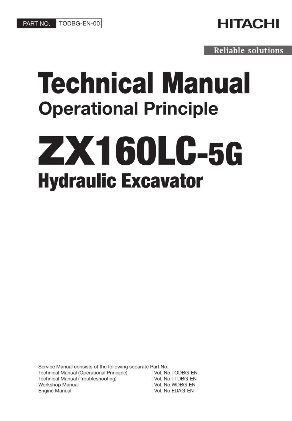 HITACHI ZAXIS ZX160LC-5G Excavator Operational Principle Technical Manual
