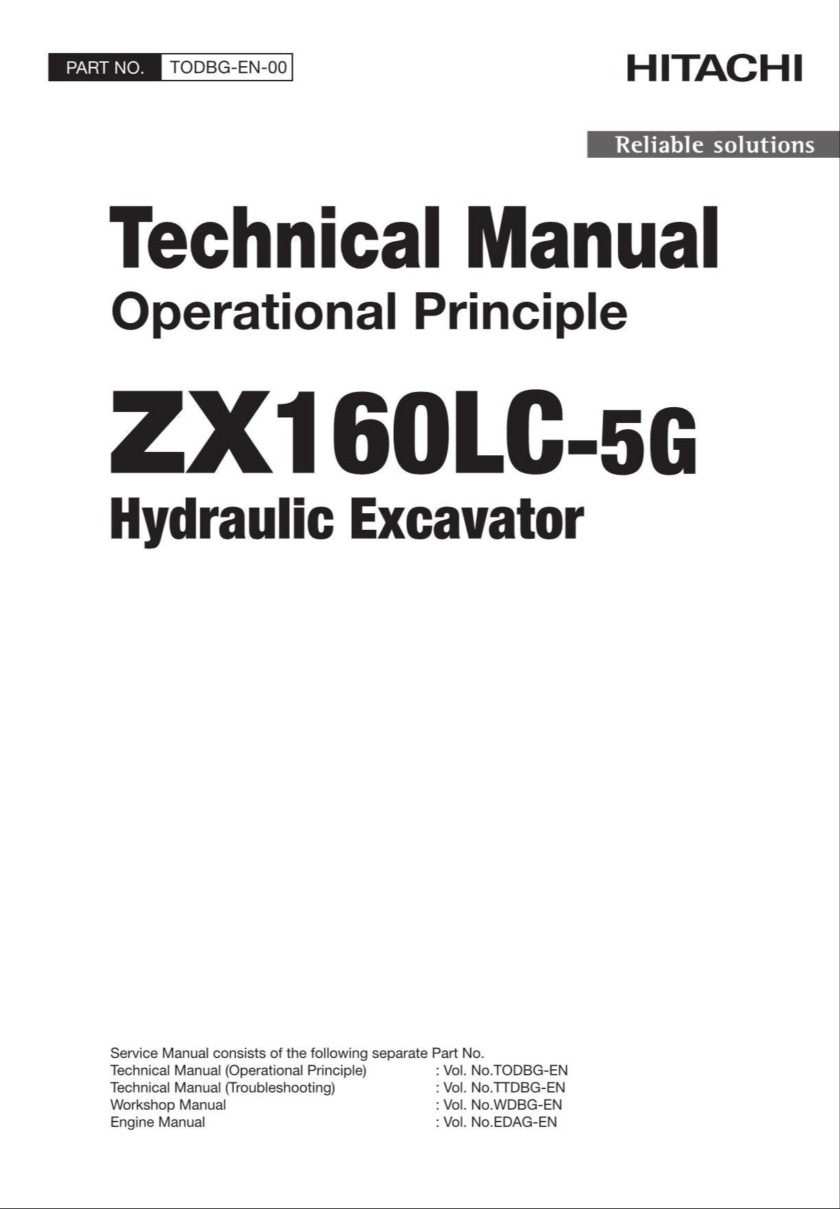HITACHI ZAXIS ZX160LC-5G Excavator Operational Principle Technical Manual