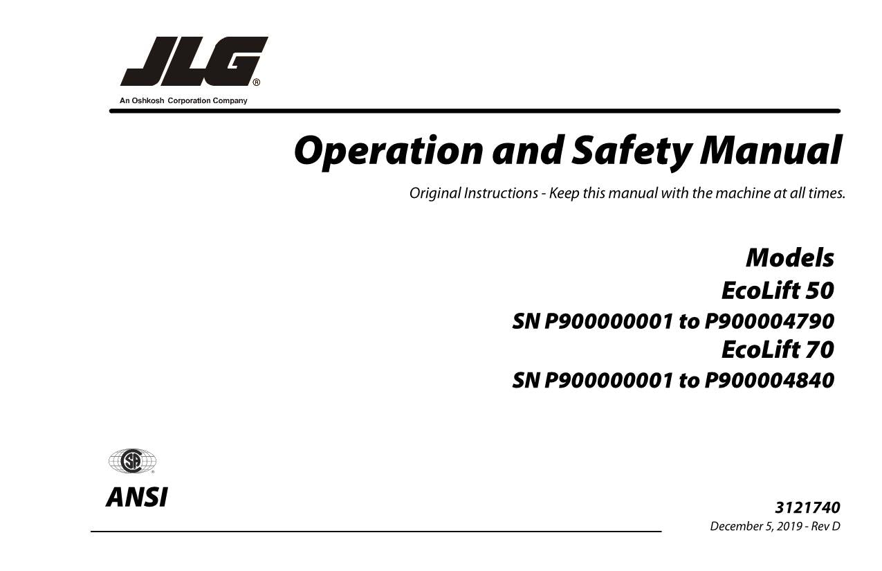 Manual del operador de mantenimiento y operación del mástil vertical JLG Ecolift 50 Ecolift 70