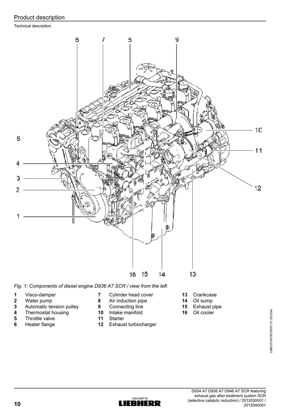 Liebherr D934 D936 D946 SCR featuring exhaust gas engine Operators manual