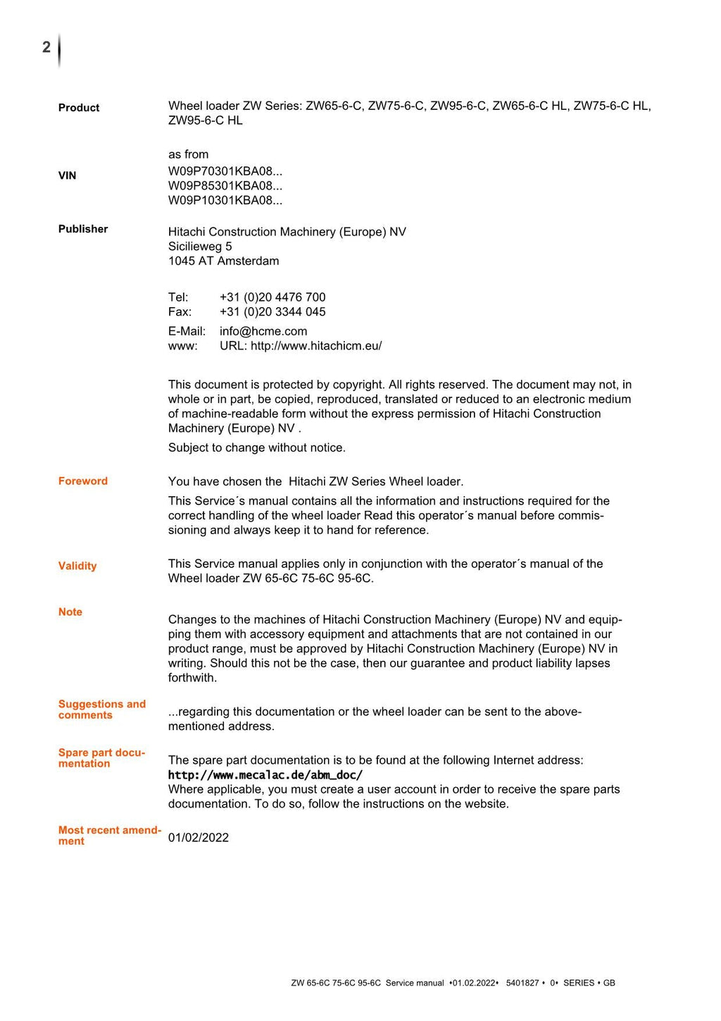 Hitachi ZW65-6C ZW75-6C ZW95-6C Wheel Loader Service Manual +Schematics