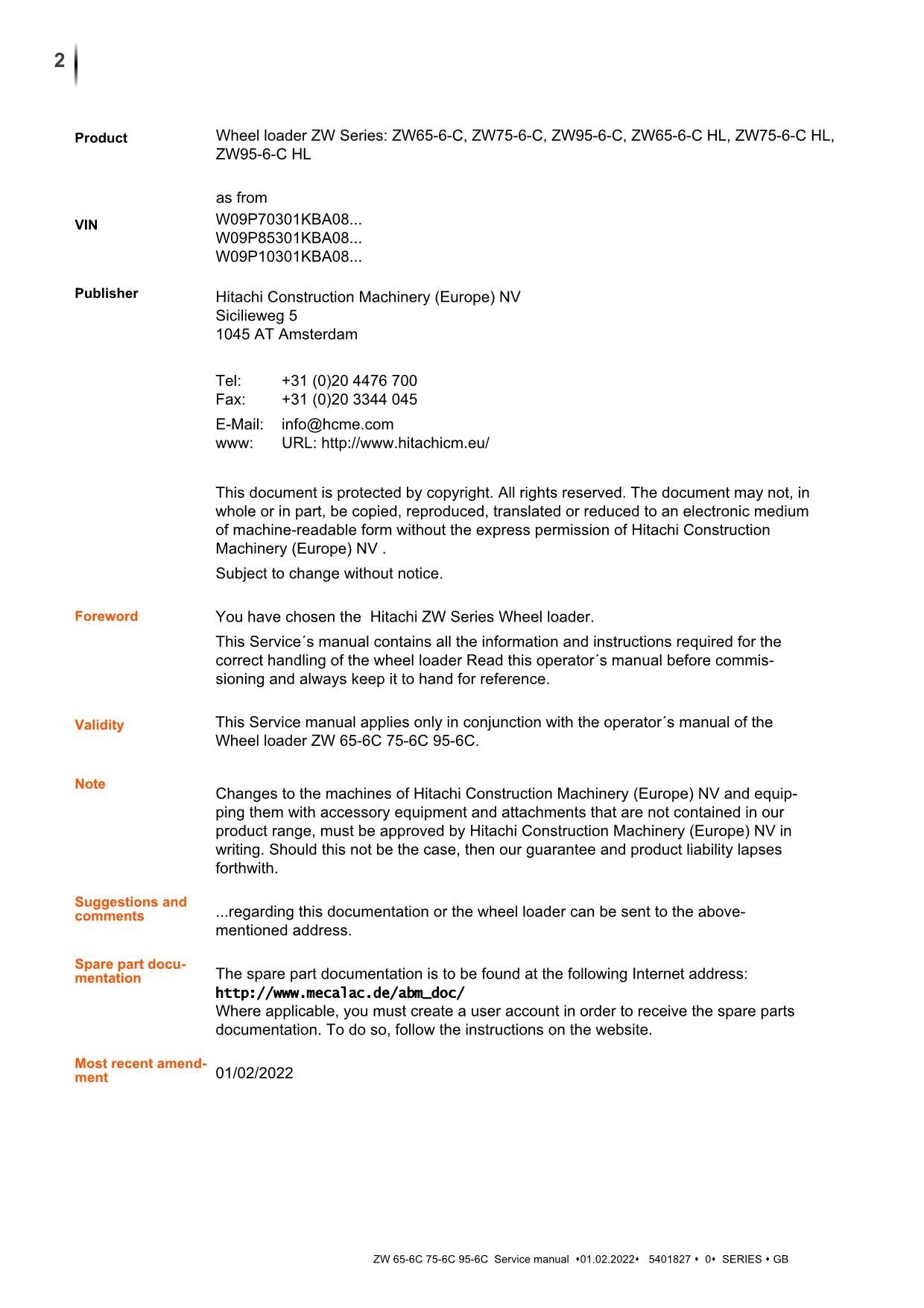 Hitachi ZW65-6C ZW75-6C ZW95-6C Wheel Loader Service Manual +Schematics