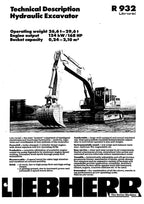Liebherr R932 Litronic Excavator Operators manual serial 3001
