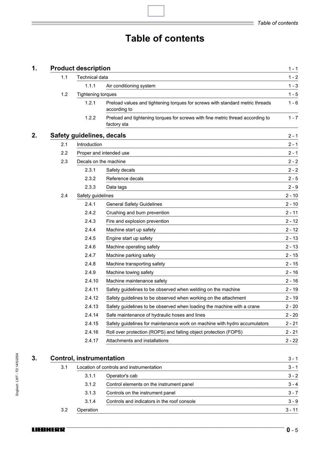 Liebherr PR752 Litronic Dozer Operators manual