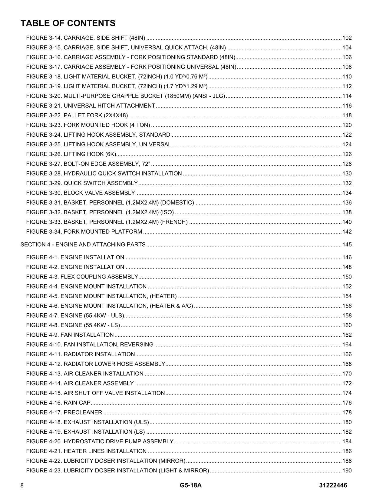 Manual del catálogo de piezas del manipulador telescópico JLG G5-18A 31222446